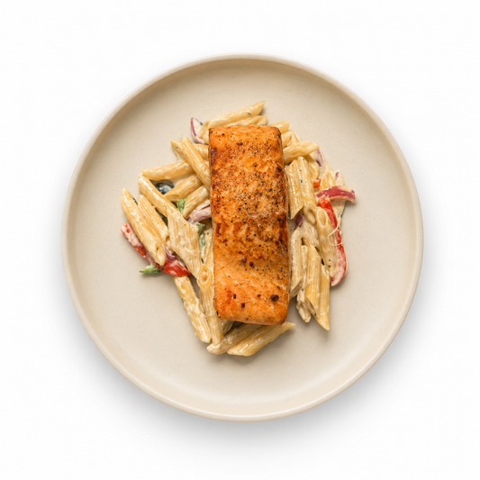 Salmon Creamy Pasta Primavera